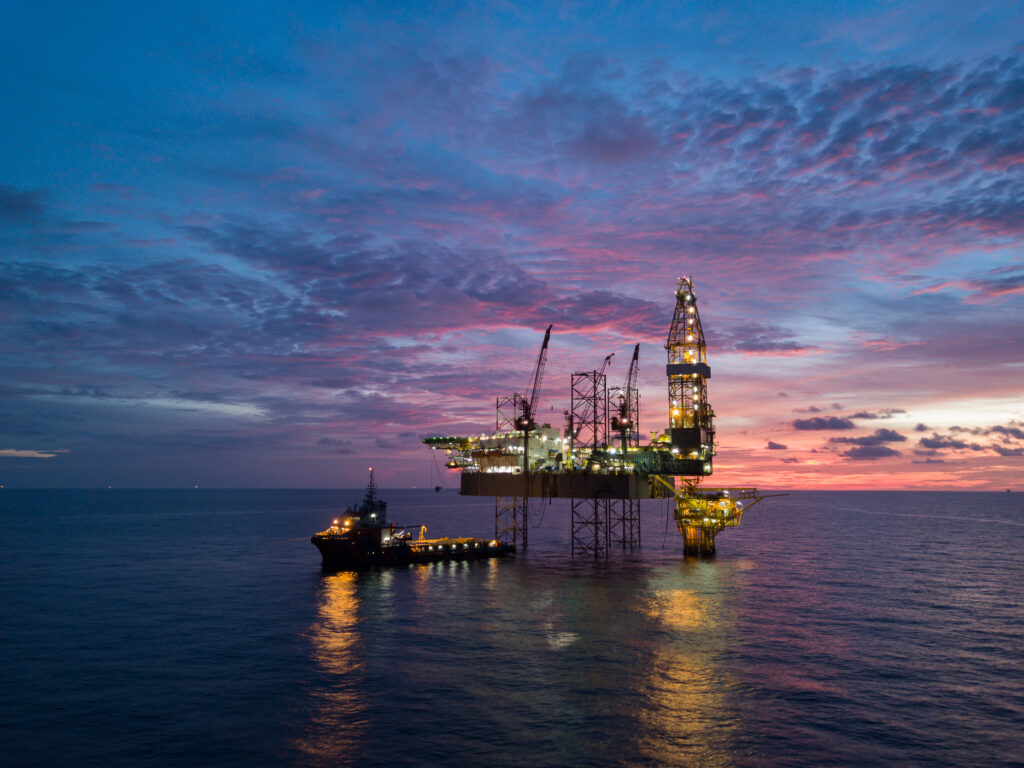 Aerial View of an Offshore Drilling Rig